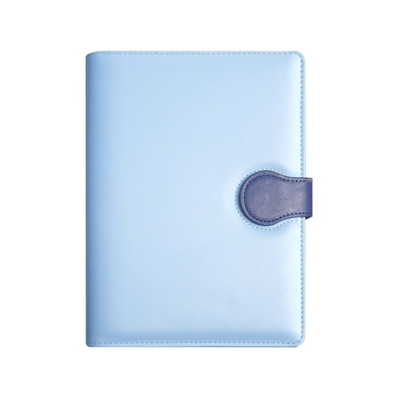 Refined PU Leather Snap Notebook, Blue Hardcover Journal with Clasp, Premium Work Notebook