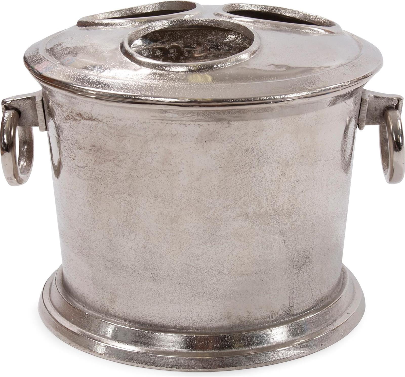 Refined Silver Aluminum Wine Cooler, Tri-Compartments