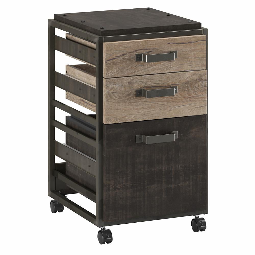 Rustic Gray Mobile 3-Drawer Lockable File Cabinet