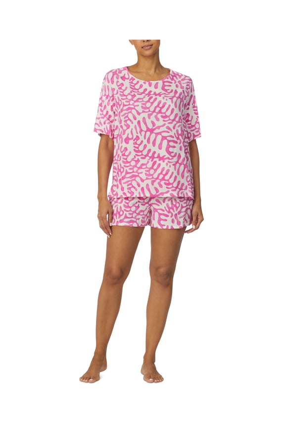 Woven Printed Shorts Sleep Set Pink Print M