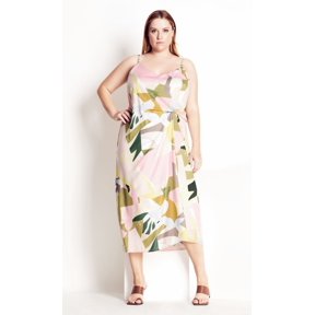 Refinity Women's Plus Size Impression Print Dress - Ivory