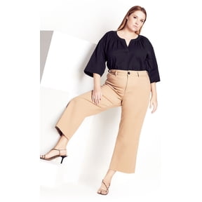 Refinity Women's Plus Size Sweet Crete Top 3/4 Sleeves V-Neck - Black