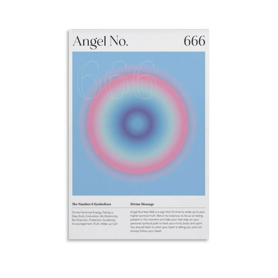 Reflect 666 Angel Number Wall Art - Gradient Poster, Minimal Art, Canvas Wall Poster Decor, Aesthetic Art Living Room Bedroom Decoration Canvas Wall Art Decor Poster Print