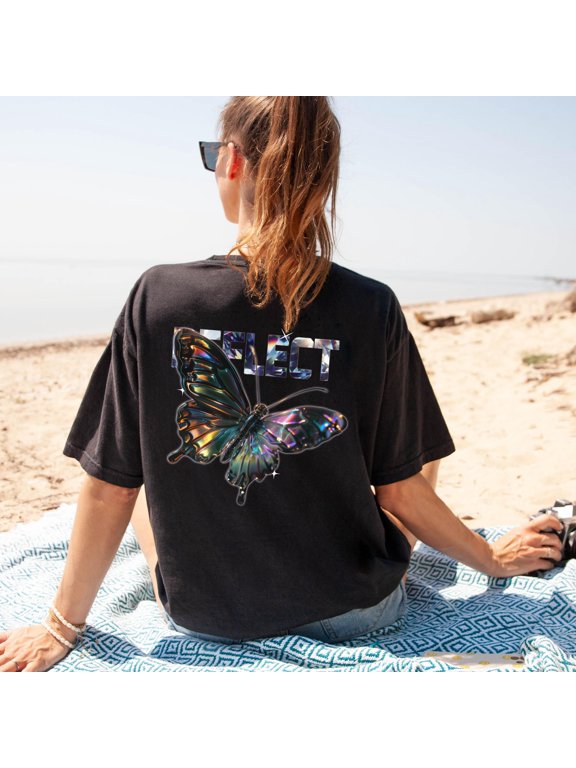 Reflect Butterfly T-Shirt, Y2K Aesthetic Streetwear Tee, Cyber Graphic Oversized Shirt, Trippy Unisex Butterfly Tee, Vintage Birthday Gift