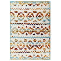 Modway Reflect Takara Abstract Diamond Moroccan Trellis 5x8 Indoor and Outdoor Area Rug in Multicolored