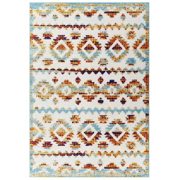Modway Reflect Takara Abstract Diamond Moroccan Trellis 5x8 Indoor and Outdoor Area Rug in Multicolored