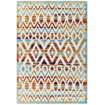 Modway Reflect Tamako Diamond and Chevron Moroccan Trellis 5x8 Indoor / Outdoor Area Rug in Multicolored