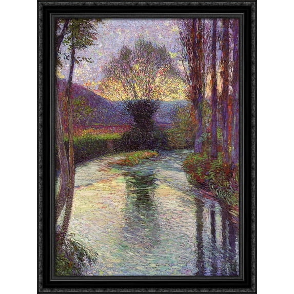 Reflected Willow on the Green 28x38 Large Black Ornate Wood Framed Canvas Art by Henri Martin