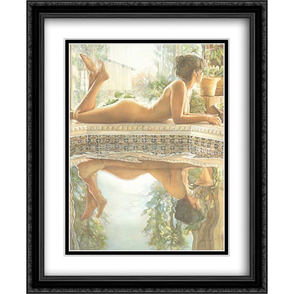 Reflecting 2x Matted 28x37 Large Black Ornate Framed Art Print by Steve Hanks