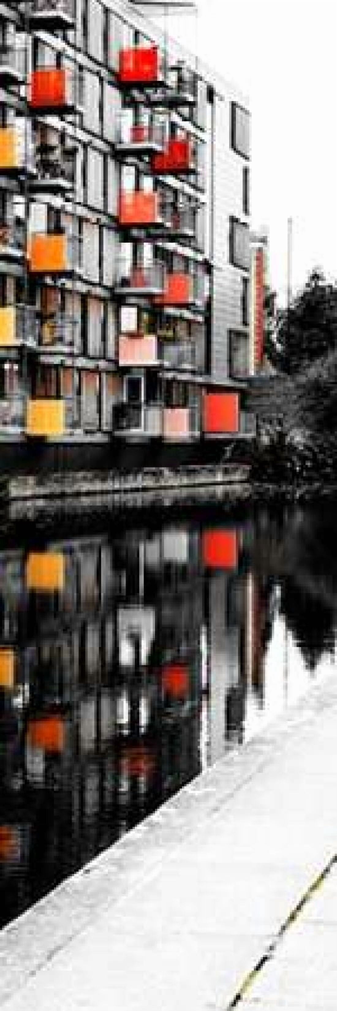 Reflecting Lofts II Canvas Art - Gail Peck (12 x 36)