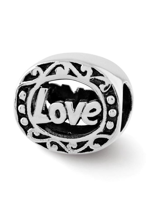 Reflection Beads  9.09 mm Sterling Silver Love Bead - Antique