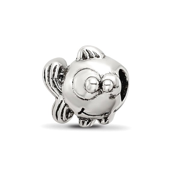 925 Sterling Silver Polished Artisan Oxidized Reflections SimStars Teen Animal Sealife Fish Bead Charm Pendant Necklace