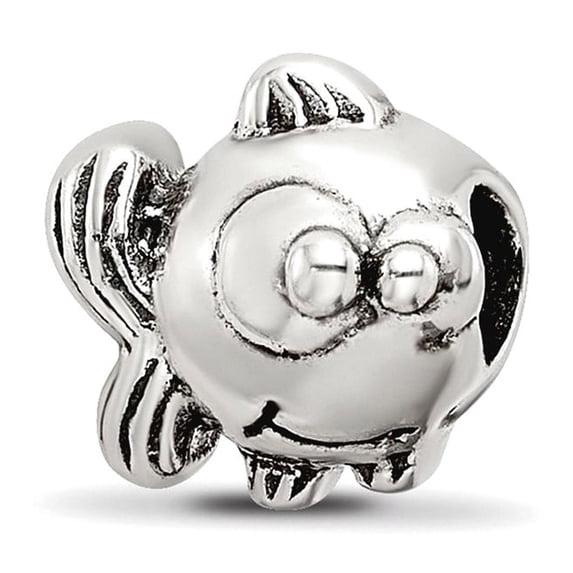 925 Sterling Silver Polished Artisan Oxidized Reflections SimStars Teen Animal Sealife Fish Bead Charm Pendant Necklace