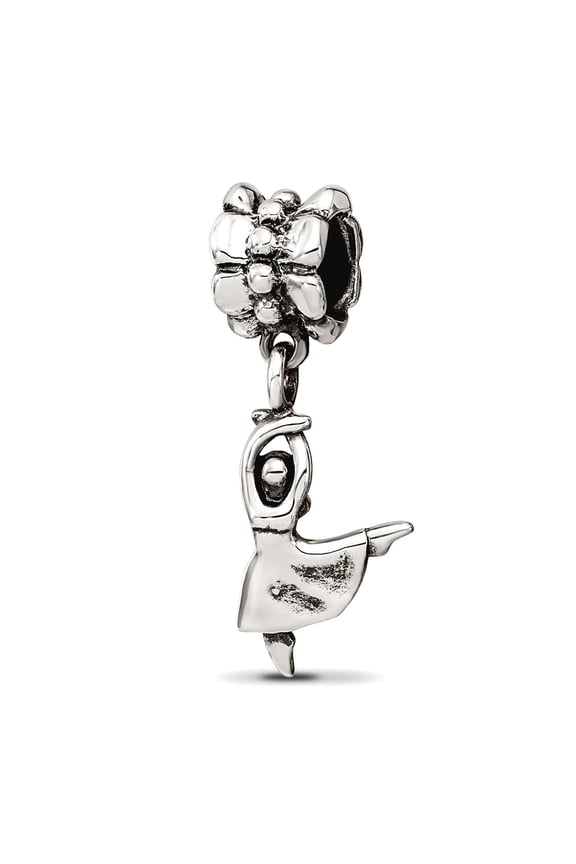 925 Sterling Silver Polished Oxidized Reflections Dancer Dangle Bead Charm 25.45x6.36mm Wide Pendant Necklace for Women