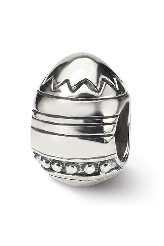 925 Sterling Silver Polished Oxidized Reflections Easter Egg Bead Charm 10x6.36mm Wide Pendant Necklace for Women