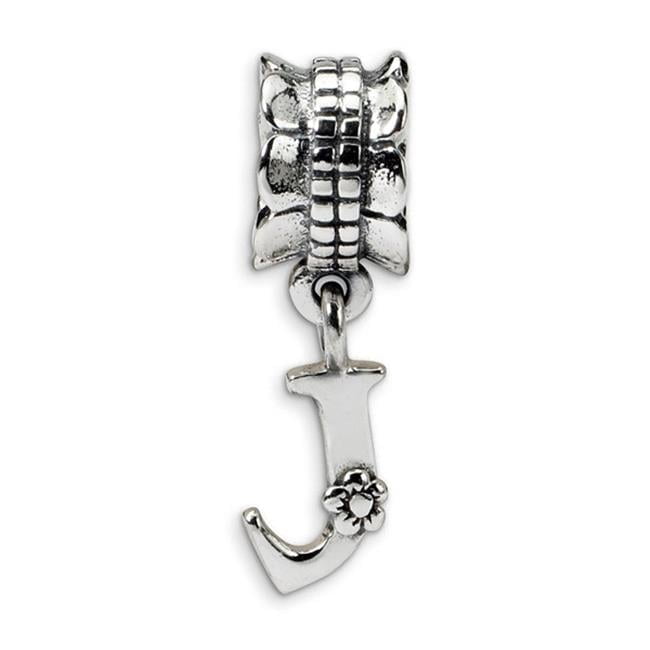 925 Sterling Silver Polished Oxidized Reflections Letter Name Personalized Monogram Initial J Dangle Bead Charm 18.18x5.
