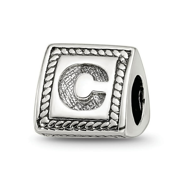 Reflection Beads QRS1429C Sterling Silver Letter C Triangle Block Bead