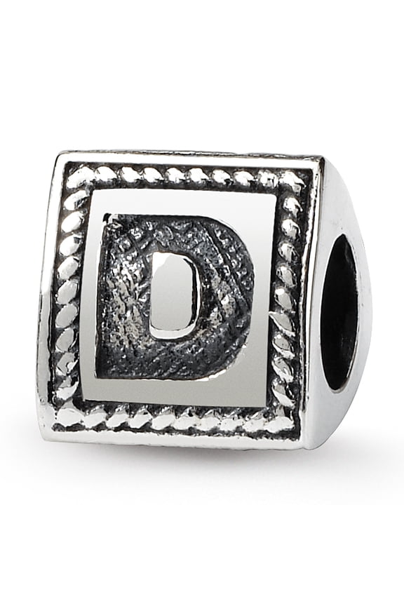 925 Sterling Silver Polished Oxidized Reflections Letter Name Personalized Monogram Initial D Triangle Block Bead Charm