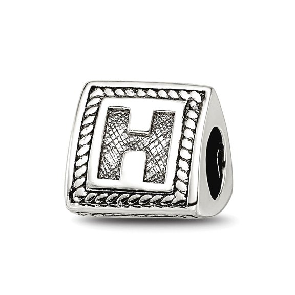 Reflection Beads QRS1429H Sterling Silver Letter H Triangle Block Bead