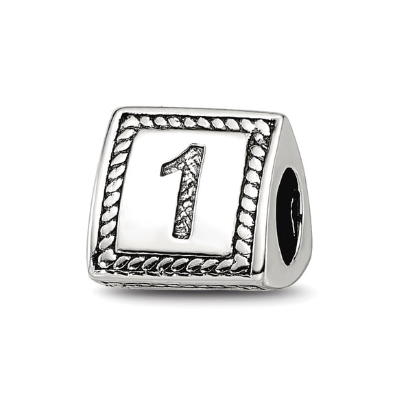 Reflection Beads QRS1429N1 Sterling Silver Number 1 Triangle Block Bead