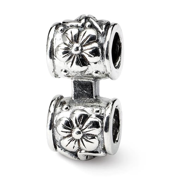 925 Sterling Silver Oxidized Reflections Floral Connector Bead Charm 20x8.18mm Wide Pendant Necklace for Women