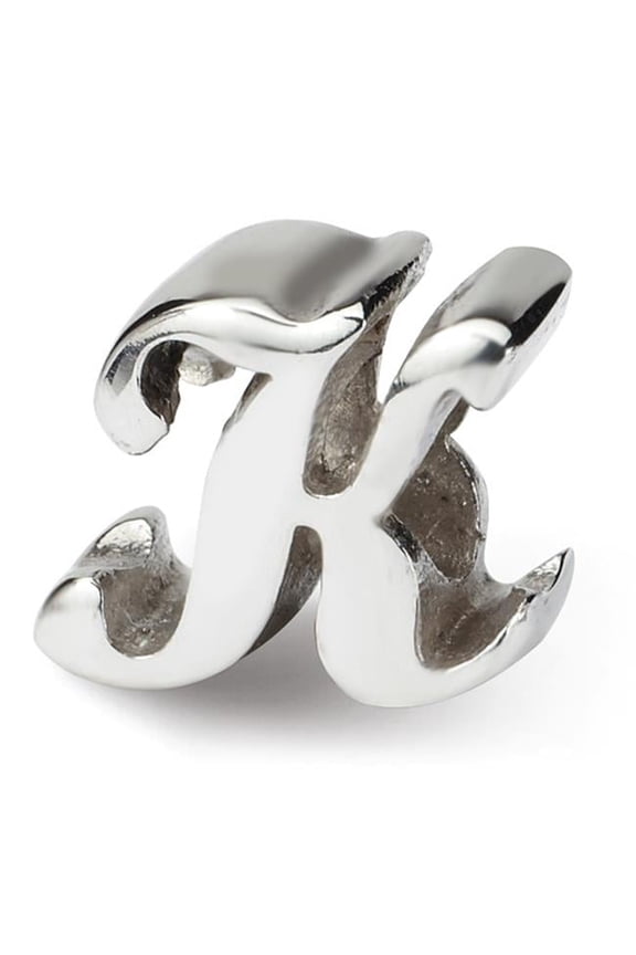 925 Sterling Silver Polished Reflections Letter Name Personalized Monogram Initial K Script Bead Charm 10.91x11.82mm Wid