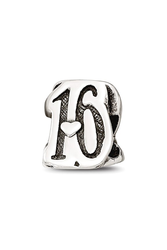 925 Sterling Silver Oxidized Reflections Sweet 16 Bead Charm 11.82x8.18mm Wide Pendant Necklace for Women