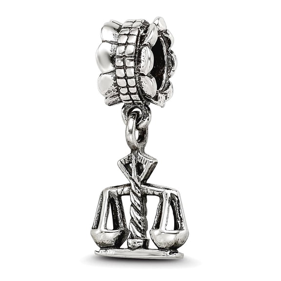 925 Sterling Silver Polished Oxidized Reflections Justice Dangle Bead Charm 20.91x10.00mm Wide Pendant Necklace for Wome