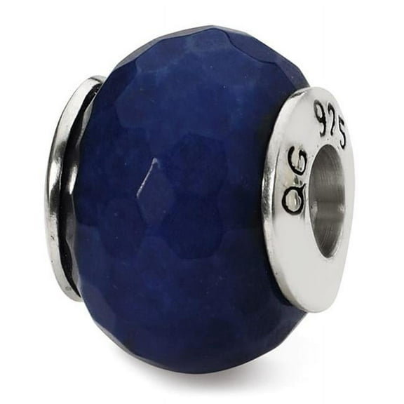 925 Sterling Silver Polished Oxidized Reflections Dark Blue Quartz Stone Bead Charm 13.64x10.91mm Wide Pendant Necklace