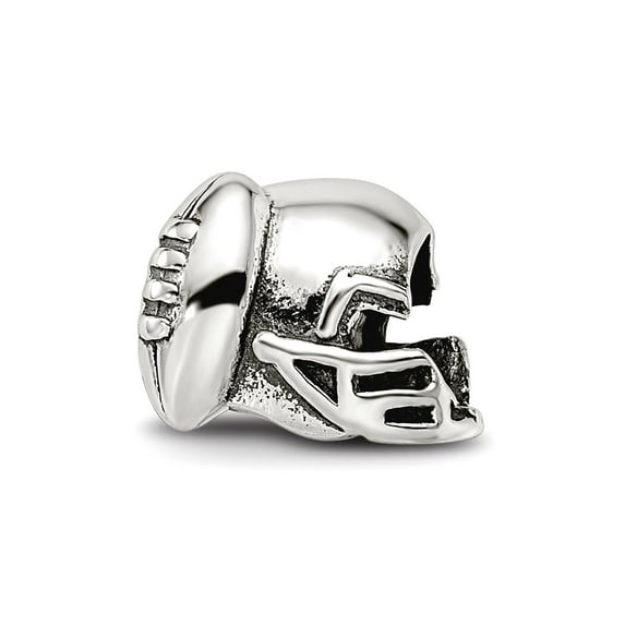 925 Sterling Silver Polished Oxidized Reflections Football Helmet Bead Charm 7.27x9.09mm Wide Pendant Necklace for Women