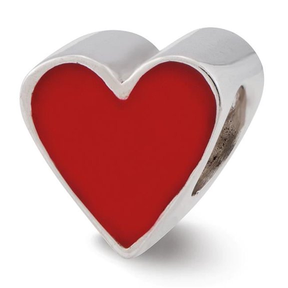 Reflection Beads QRS2368 Sterling Silver Red Enameled Heart Bead