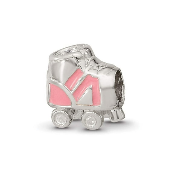 925 Sterling Silver Polished Pink Enamel Reflections Rollerskate Bead Charm 7.27x7.27mm Wide Pendant Necklace for Women