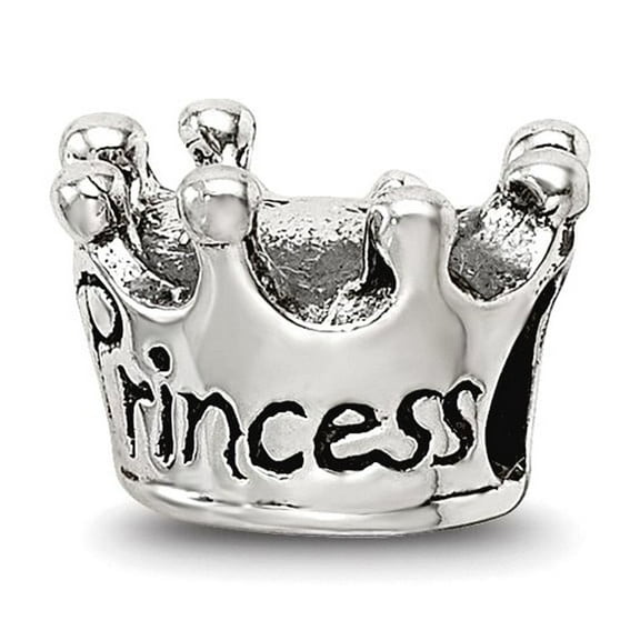 Reflection Beads QRS2395 Sterling Silver Kids Princess Crown Bead - Antiqued & Polished