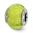 thumbnail image 1 of Reflection Beads QRS2553 Sterling Silver Italian Light Green with Silver Glitter Glass Bead - Polished & Antiqued, 1 of 3