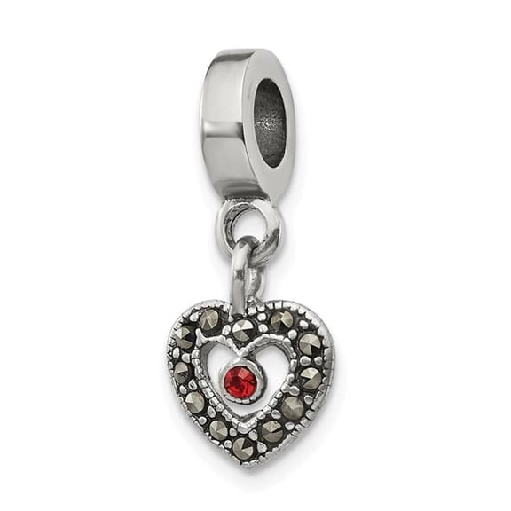 Jewelry by Sweet Pea Sterling Silver Reflections Marcasite Heart Dangle Bead