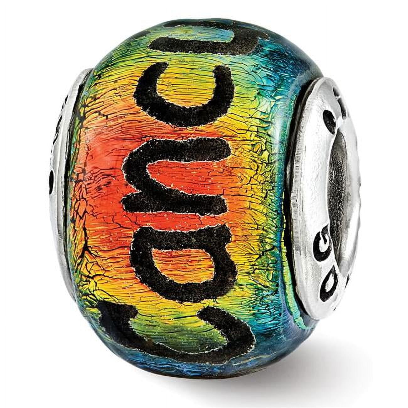 The Black Bow Cancun & Palm Trees Orange Dichroic Glass & Sterling Silver Bead Charm