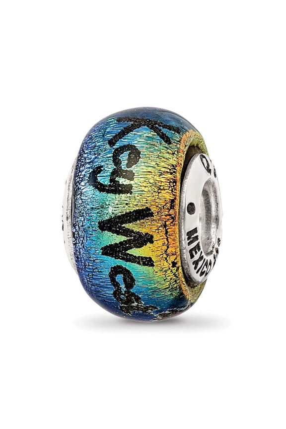 Jewelry by Sweet Pea Sterling Silver Reflections Key West Orange Dichroic Glass Bead