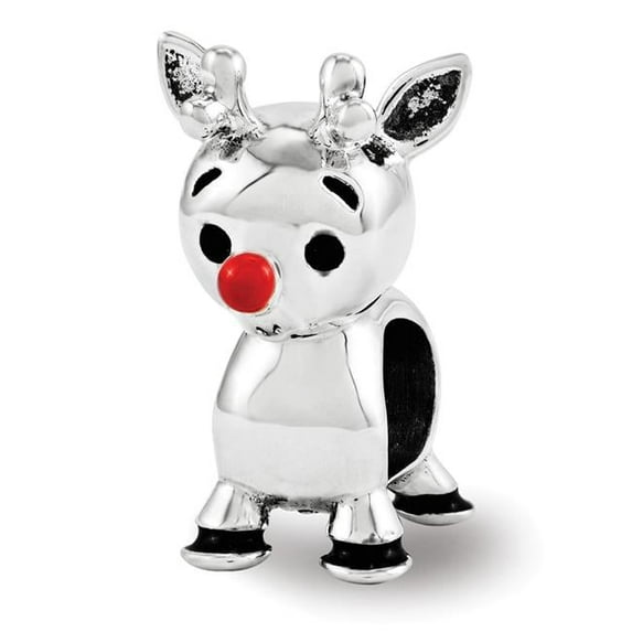 Reflection Beads QRS3456 Sterling Silver Red Enamel Rudolph Bead - Polished