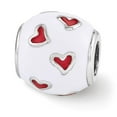 thumbnail image 1 of Reflection Beads Sterling Silver Reflections Rhodium-plated Red & White Enamel Heart Bead, 1 of 3