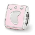 thumbnail image 1 of Reflection Beads QRS3479 Sterling Silver Reflections Pink Enamel 3-Sided Baby Footprint Bead, 1 of 3