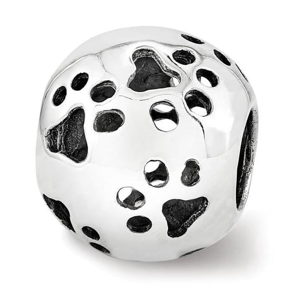 Sterling Silver Reflections Cutout Paw Prints Bead