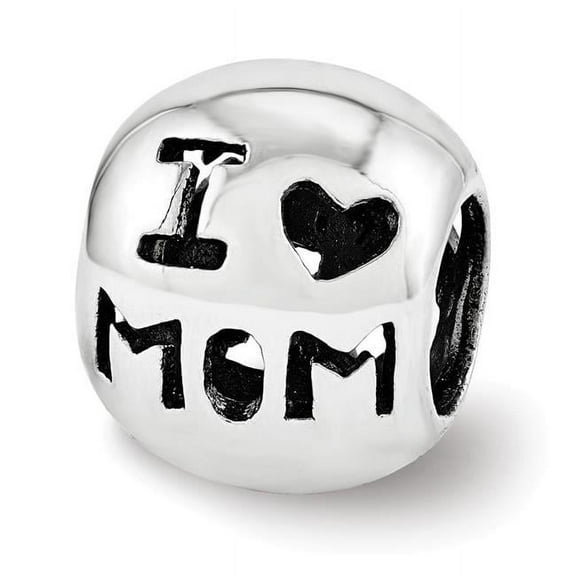 Reflection Beads QRS3508 Sterling Silver Reflections Cutout I Heart Mom Bead