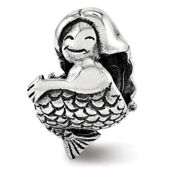 The Black Bow Sterling Silver 3D Mermaid Bead Charm