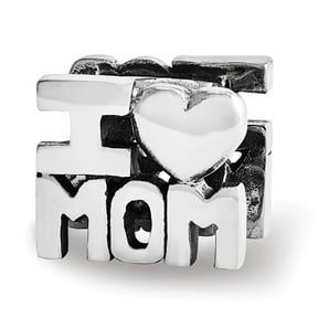 Reflection Beads QRS3522 Sterling Silver Reflections I Heart Mom Bead
