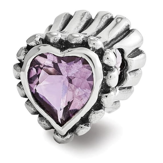 Sterling Silver Reflections Amethyst Heart Bead