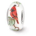 thumbnail image 1 of Reflection Beads QRS3654 Sterling Silver Reflections White Hand Painted Cardinal Fenton Glass Bead, 1 of 3