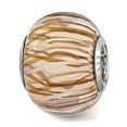 thumbnail image 1 of Reflection Beads QRS3823 Sterling Silver Reflections Brown & White Striped Glass Bead, 1 of 1
