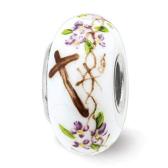Reflection Beads QRS3865 Sterling Silver Reflections Hand Paint How Great Thou Art Fenton Glass Bead
