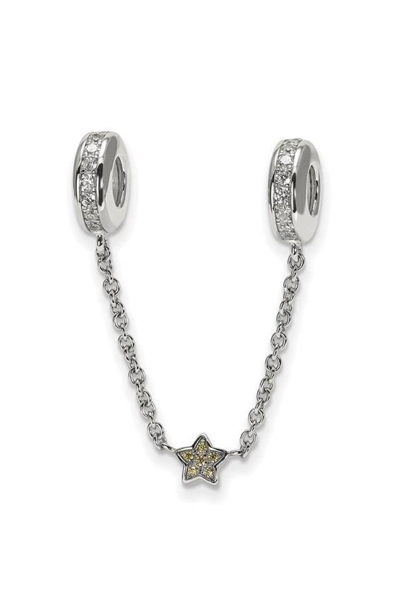 Jewelry by Sweet Pea Sterling Silver Reflections Rhodium-plated 3in Security Chain CZ Beads