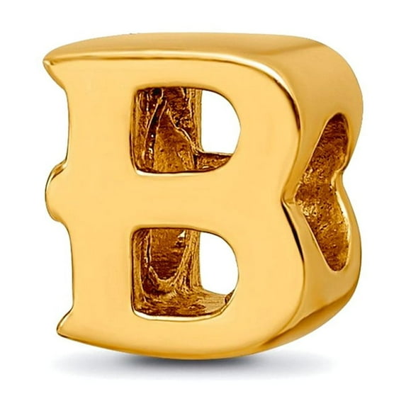 925 Sterling Silver Polished Gold Plated Reflections Letter Name Personalized Monogram Initial B Bead Charm 8.18x7.27mm